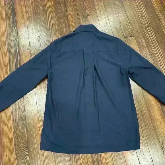 Mens Polyester Navy Blue Pocket Front Lacoste Button Down Size 34 - Picture 4 of 6